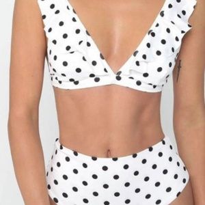 Black & White Dot Two Pieces Swimsuit Bathing Suit